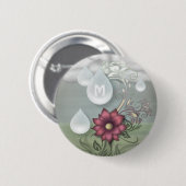 Hübsche Regentropfen-personalisiertes Monogramm Button (Vorne & Hinten)
