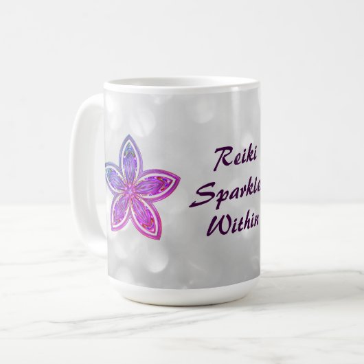 Hübsche Reiki Blume Mandala Design Kaffeetasse (Vorderseite Links)