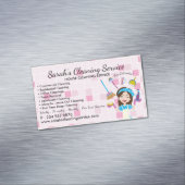 Hübsche Reinigung und Haushaltshilfe in Rosa Magnetische Visitenkarte (Beispiel)