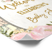 Hübsche Reisekarte Kinderdusche Rosa Blume Willkom Poster (Ecke)