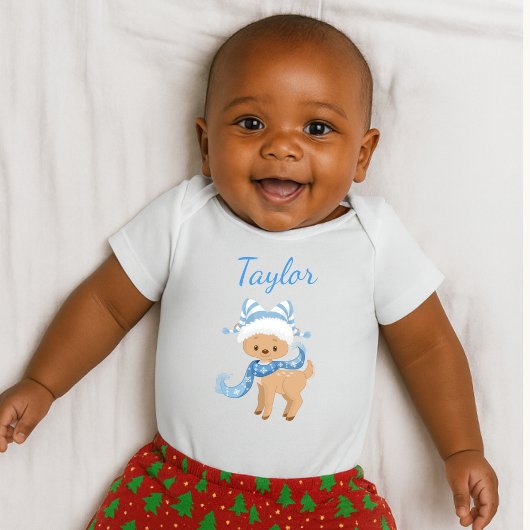 Hübsche Rentiere in Blau Baby Strampler