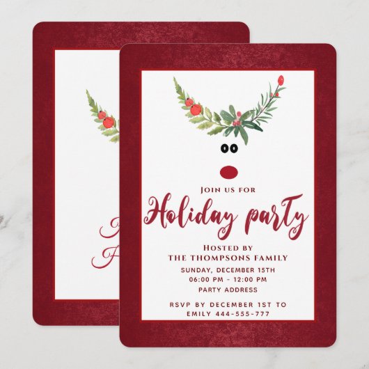 Hübsche Rentierfeier Einladung (Vorne/Hinten)