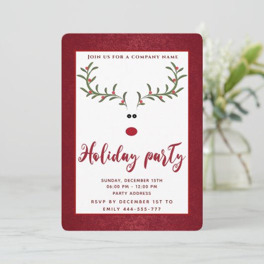 Hübsche Rentierfeier Einladung (Stehend Vorderseite)