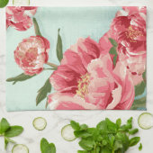 Hübsche Retro-Blume Chintz Peonies Personalisiert Geschirrtuch (Gefaltet)