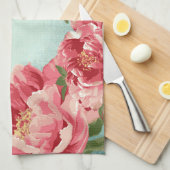 Hübsche Retro-Blume Chintz Peonies Personalisiert Geschirrtuch (Viertel Falte)