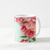 Hübsche Retro-Blume Chintz Peonies Personalisiert Kaffeetasse (VorderseiteRechts)