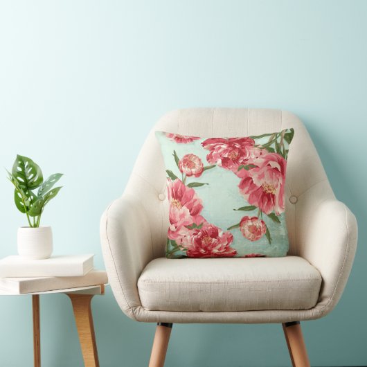 Hübsche Retro-Blume Chintz Peonies Personalisiert Kissen (Stuhl )