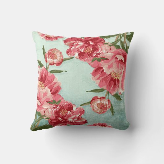 Hübsche Retro-Blume Chintz Peonies Personalisiert Kissen (Rückseite)