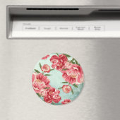 Hübsche Retro-Blume Chintz Peonies Personalisiert Magnet (In Situ (Geschirrspüler))
