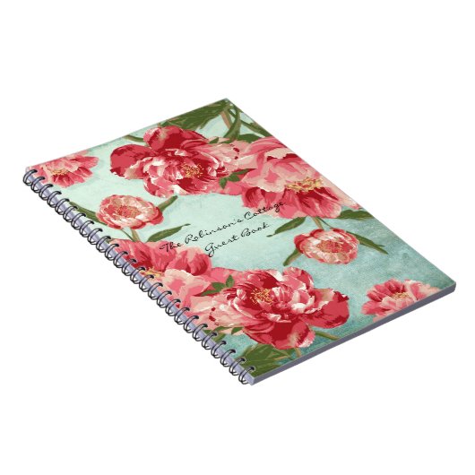 Hübsche Retro-Blume Chintz Peonies Personalisiert Notizblock (Rechte Seite)
