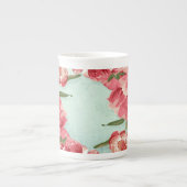 Hübsche Retro-Blume Chintz Peonies Personalisiert Porzellantasse (Vorderseite)