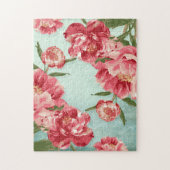 Hübsche Retro-Blume Chintz Peonies Personalisiert Puzzle (Vertikal)
