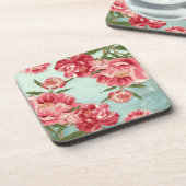 Hübsche Retro-Blume Chintz Peonies Personalisiert Untersetzer (Linke Seite)