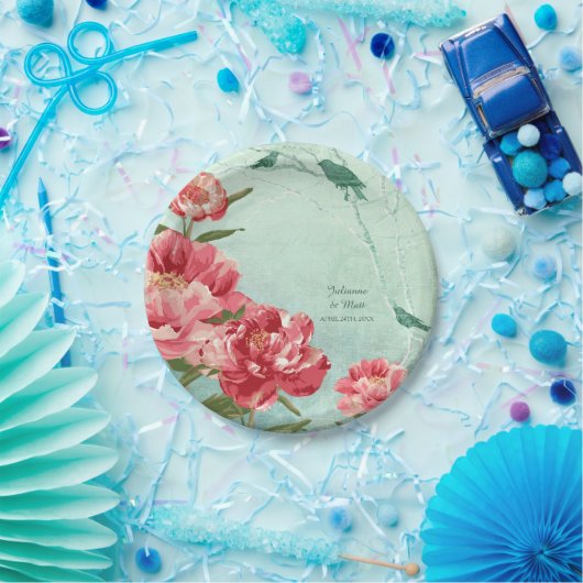 Hübsche Retro Blume Empfang Geschirr und Unterhalt Pappteller (Party)