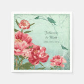 Hübsche Retro-Blume Peony Couples Duschdekor Serviette (Vorderseite)