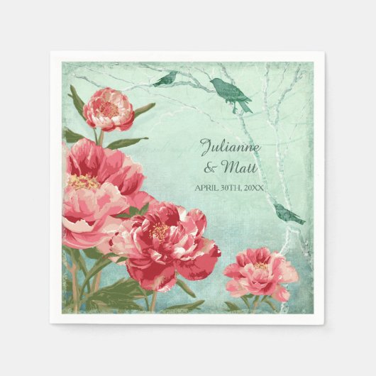 Hübsche Retro-Blume Peony Couples Duschdekor Serviette (Vorderseite)