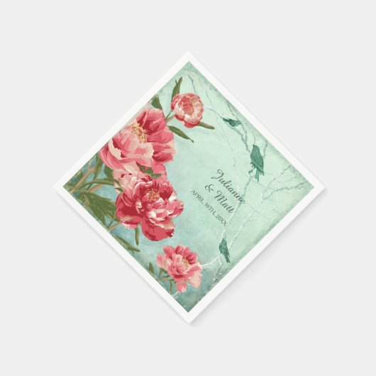 Hübsche Retro-Blume Peony Couples Duschdekor Serviette (Ecke)