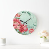 Hübsche Retro Blume Wohngestaltung Chintz Peony n  Große Wanduhr (Zuhause)