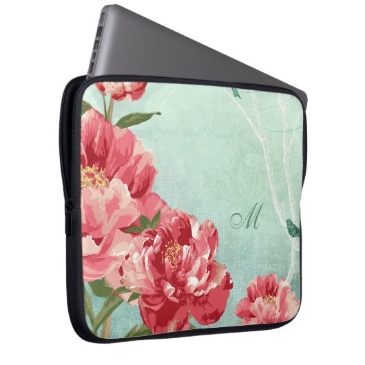 Hübsche Retro Blume Wohngestaltung Chintz Peony n  Laptopschutzhülle (Vorne Rechts)