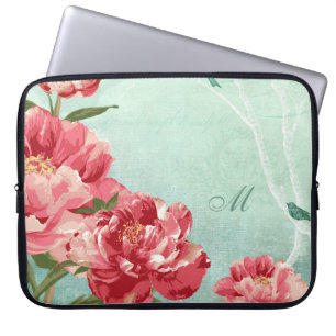 Hübsche Retro Blume Wohngestaltung Chintz Peony n Laptopschutzhülle