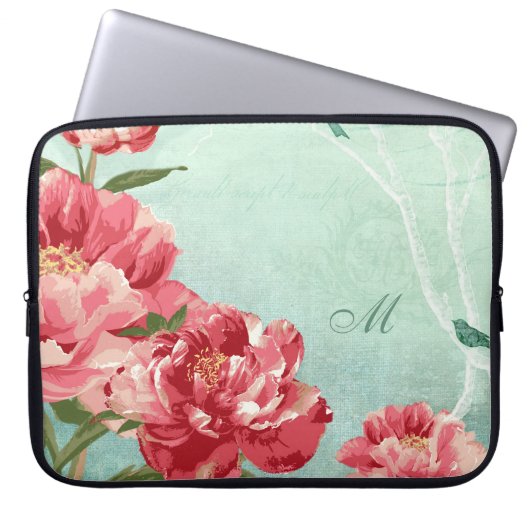 Hübsche Retro Blume Wohngestaltung Chintz Peony n Laptopschutzhülle (Vorderseite)