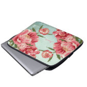 Hübsche Retro Blumen-Chintz-Pfingstrosen Laptopschutzhülle (Vorne Knopf)
