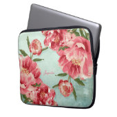 Hübsche Retro Blumen-Chintz-Pfingstrosen Laptopschutzhülle (Vorderseite Links)