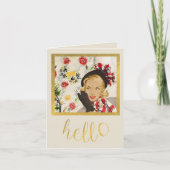 Hübsche Retro Dame "hallo" Anmerkung Karte (Vorderseite)