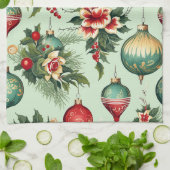 Hübsche Retro-Feiertage, Blumenweihnachtsfeiern Geschirrtuch (Gefaltet)