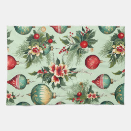 Hübsche Retro-Feiertage, Blumenweihnachtsfeiern Geschirrtuch