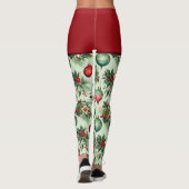 Hübsche Retro-Feiertage, Blumenweihnachtsfeiern Leggings (Rückseite)