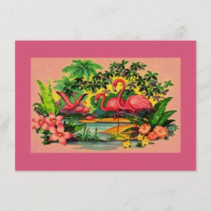 Hübsche Retro-Flamingos Poolparty-Einladungen Einladung