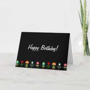Hübsche Retro Folk Blume Happy Birthday Karte