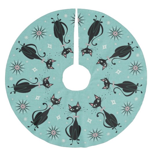 Hübsche Retro-Kitte Polyester Weihnachtsbaumdecke (Vorderseite)