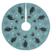 Hübsche Retro Kitty auf Cadet Blue Polyester Weihnachtsbaumdecke (Vorderseite)