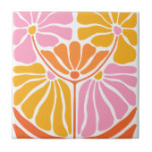 Hübsche Retro-Vintage-Blumenmusterfliese Fliese (Vorderseite)