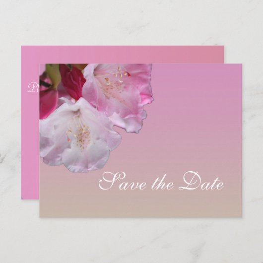 Hübsche Rhododendron-Blume Save the Date Ankündigungspostkarte (Vorne/Hinten)