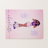 Hübsche Rollerblading Skater Rosa Lila Name Puzzle (Horizontal)
