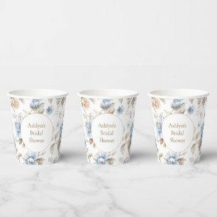 Hübsche romantische blaue Blumen Brautparty Pappbecher