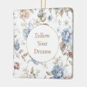 Hübsche romantische blaue Blumen Keramikornament (Links)