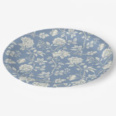 Hübsche Romantische Blaue Creme Blumen Brautparty Pappteller (Schrägansicht)