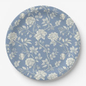 Hübsche Romantische Blaue Creme Blumen Brautparty Pappteller (Vorderseite)