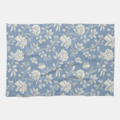 Hübsche romantische blaue cremefarbene Blumen   Geschirrtuch (Horizontal)