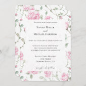 Hübsche romantische Hochzeit mit weißem Rosen Einladung (Vorne/Hinten)