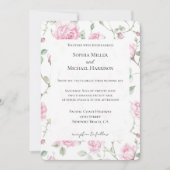 Hübsche romantische Hochzeit mit weißem Rosen Einladung (Vorderseite)