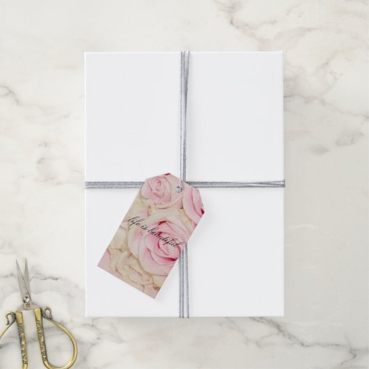 Hübsche romantische Rosa-Rose Geschenkanhänger (Mit Garn)