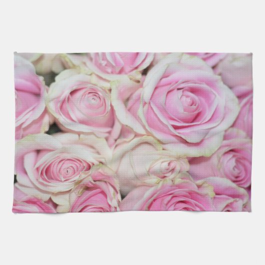 Hübsche romantische Rosa-Rose Geschirrtuch (Horizontal)