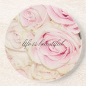 Hübsche romantische Rosa-Rose Getränkeuntersetzer (Vorne)