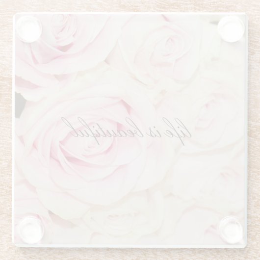 Hübsche romantische Rosa-Rose Glasuntersetzer (Rückseite)