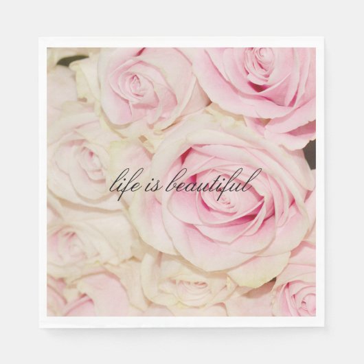 Hübsche romantische Rosa-Rose Serviette (Vorderseite)